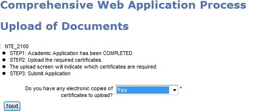 Example of Upload Document page Example of Upload Document page