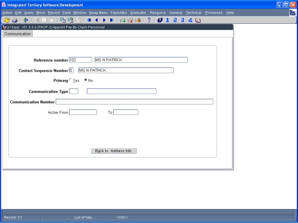 Communication Screen
