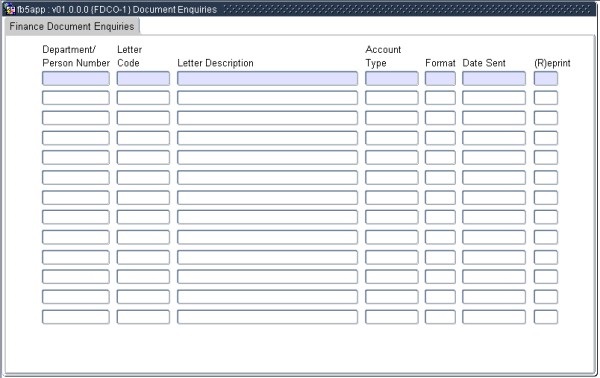Example of Finance Document Enquiries