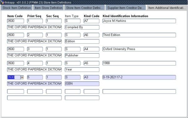 Additional Item Information  example