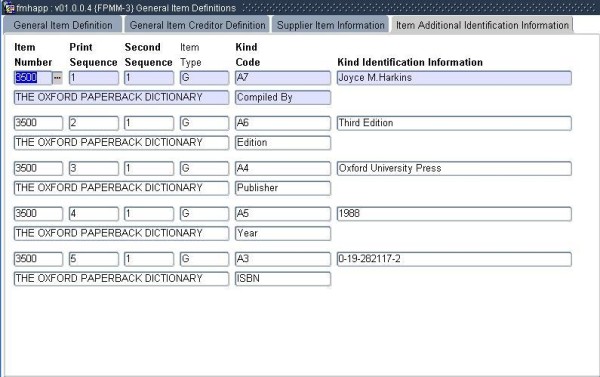 Example additional  item information
