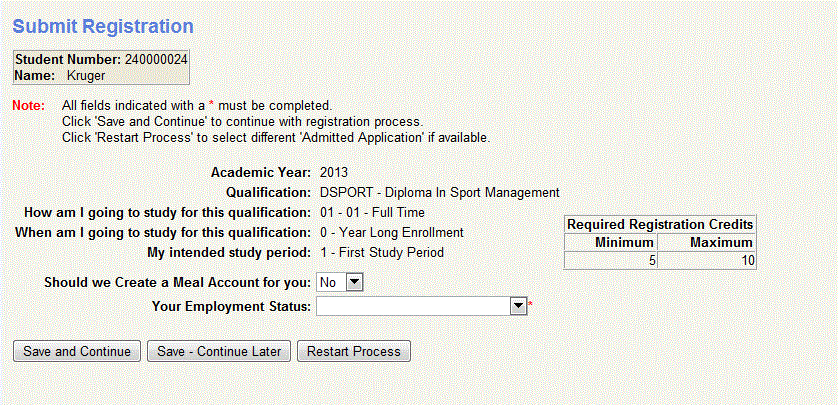Example of Registration Page