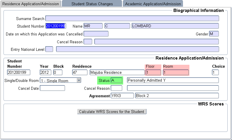 Back Office residence admission