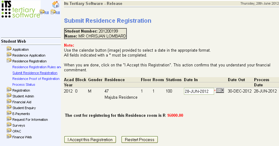 Student can register