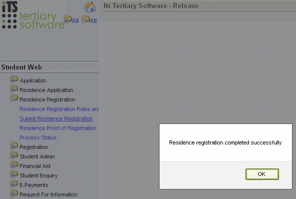 Confirmation of successful registration