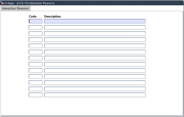 Example of Interaction Reasons