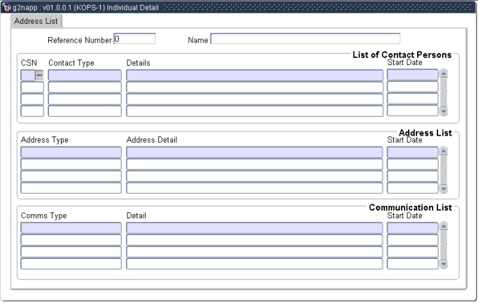 Example Address Query Screen