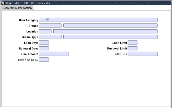 Example of Loan Matrix Information