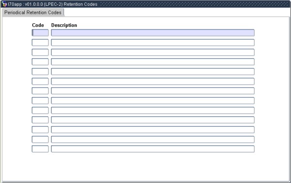 Example of Periodical Retenction Codes