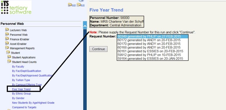 Example of ...Request Select
