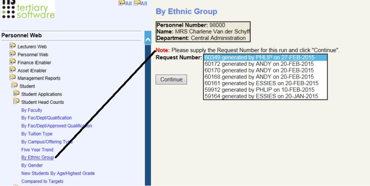 Example of ...Request Select