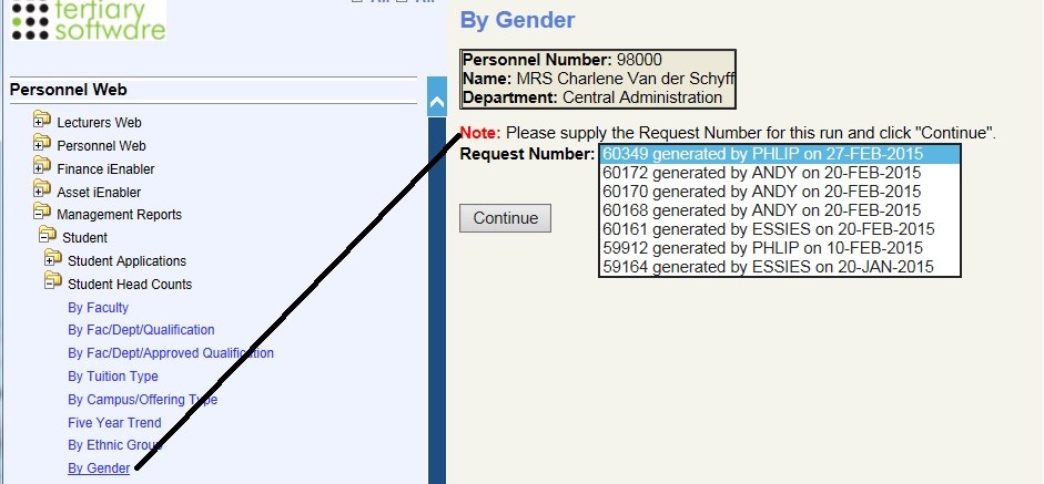 Example of ...Request Select