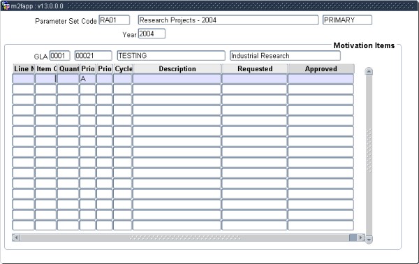 Example of Requested Items
