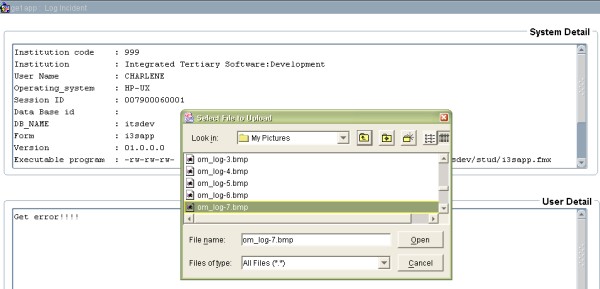 Example of ..eg logging incidents