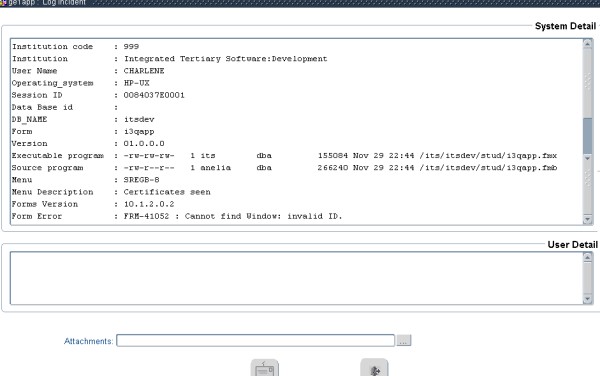 Example of ..eg logging incidents