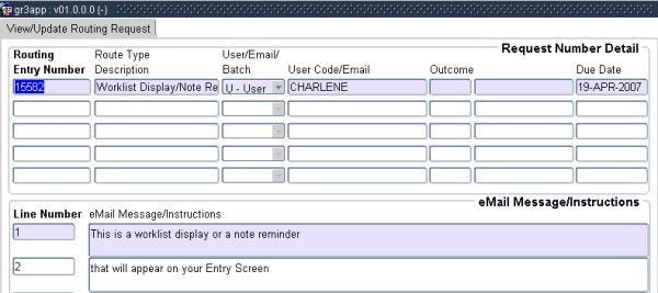 Example of ...open route worklist