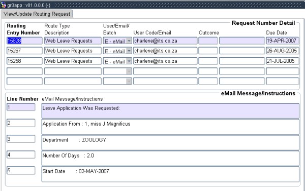 Example of ...open route worklist