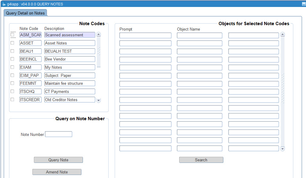 view of query screen
