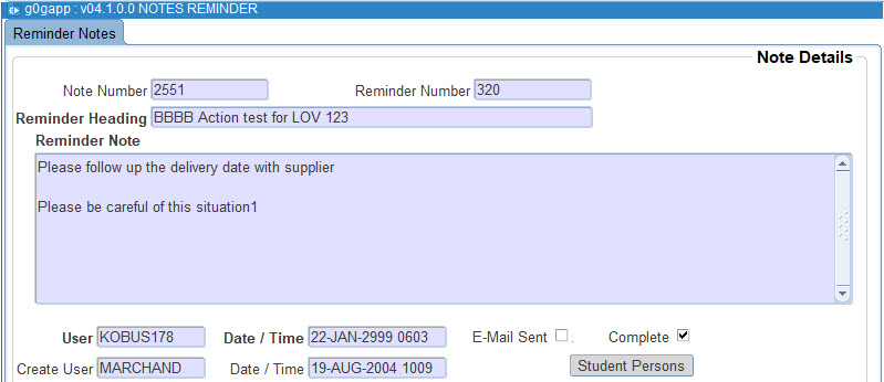 reminder sent ticked