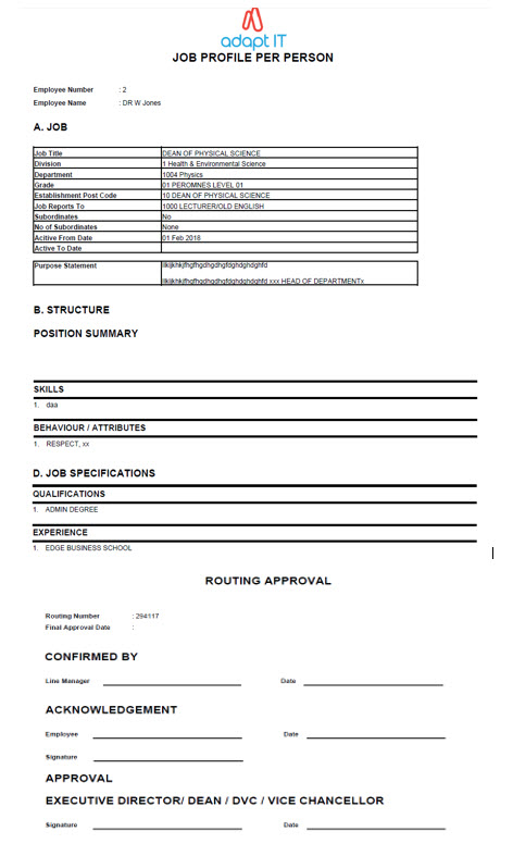 Job per Person Profile