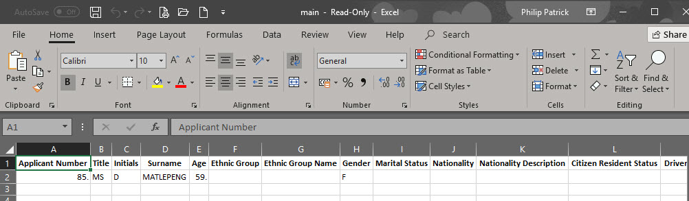 Applicant Detail - Export to Excel