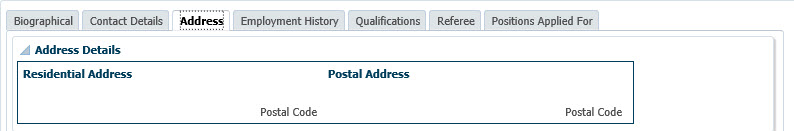 Applicant Detail - Address Details