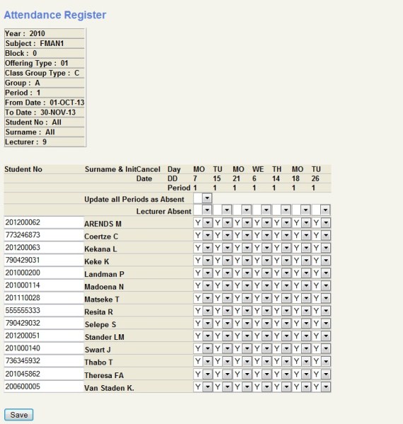 Mark actual register