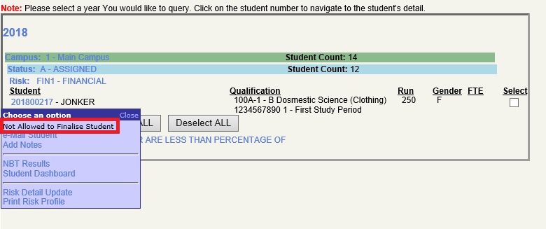 no access to finalise master detail