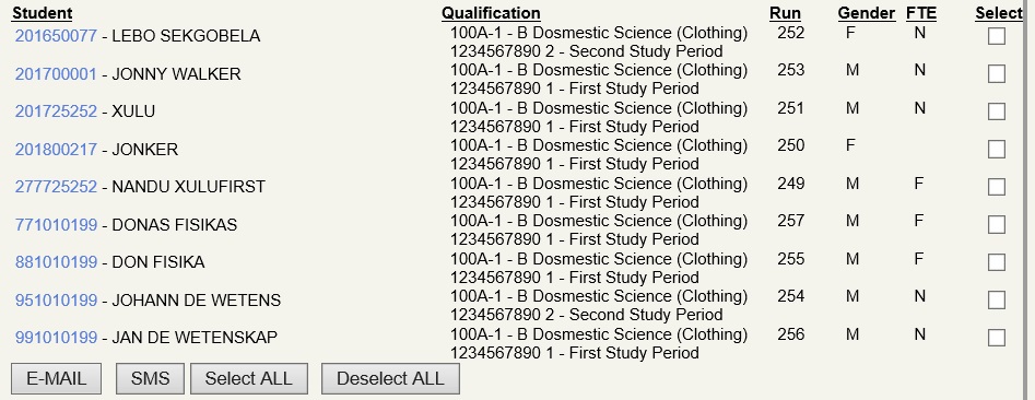 students per risk code