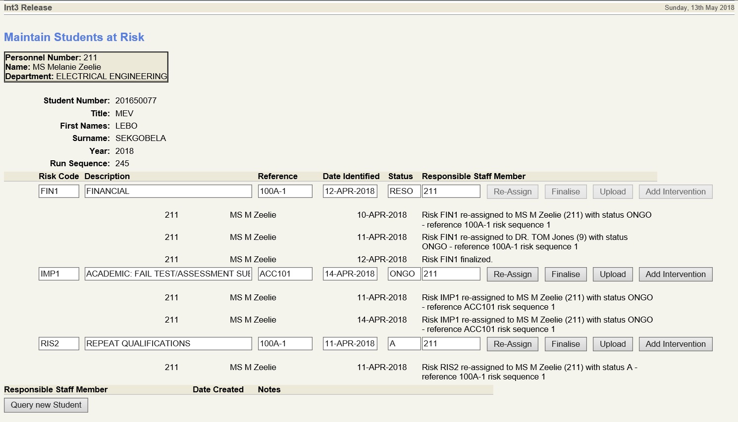 update student at risk