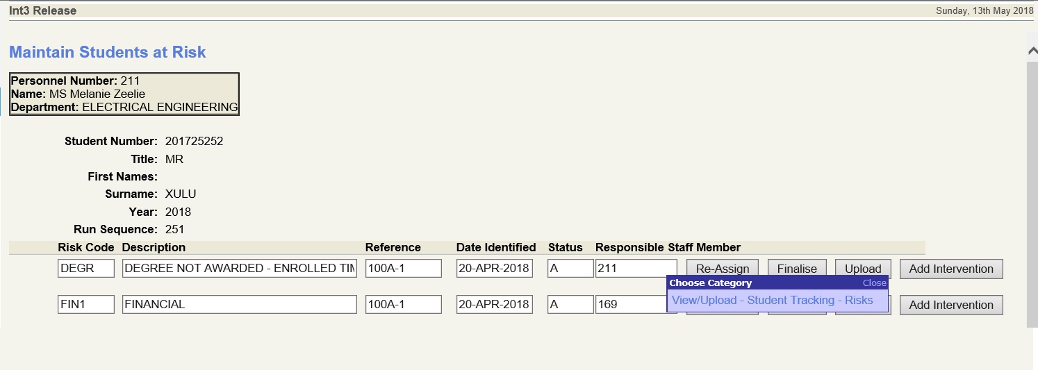 screen for upload of docs
