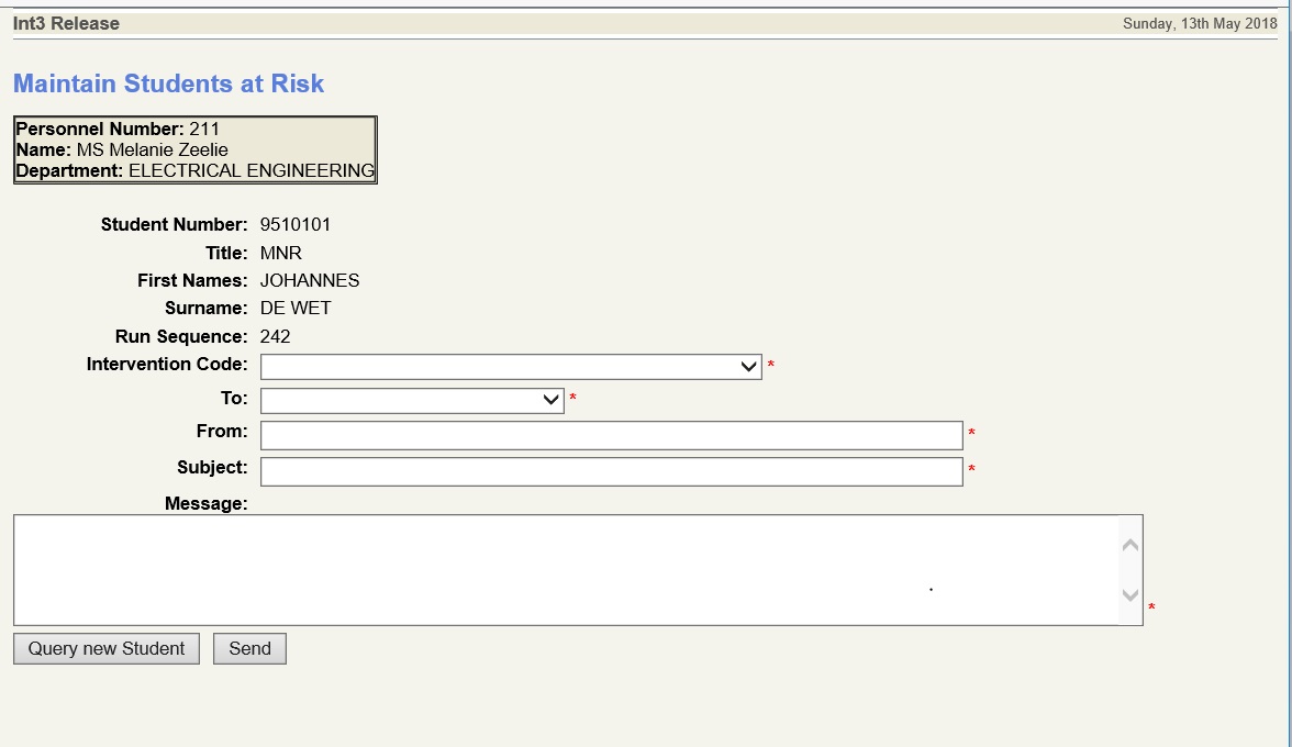 Emai lto individual student