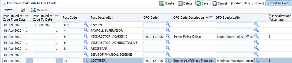 Link OFO Code (Specialization / Alternate Description to Post  {POFO-3}
