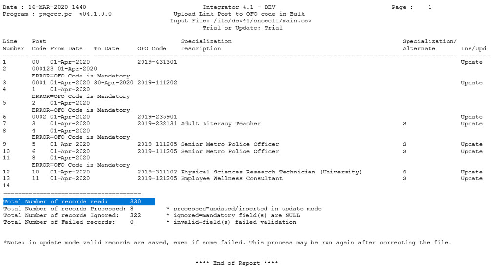 Bulk Import Link OFO code to Post {POFO-6}