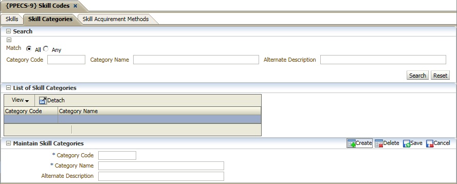 Example of Skills/Compentency Codes