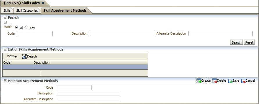Example of Skills/Compentency Codes