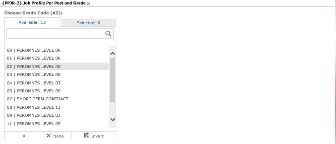 Grade Code Selection