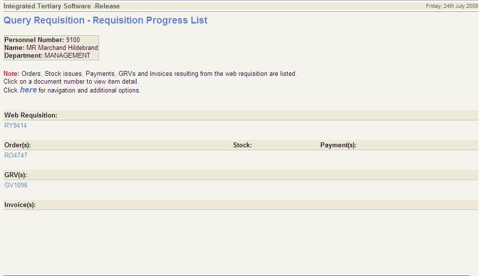 Query Requisition - Requistion Progress List