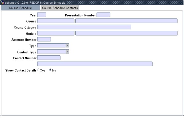 Example of Course Schedule Contacts