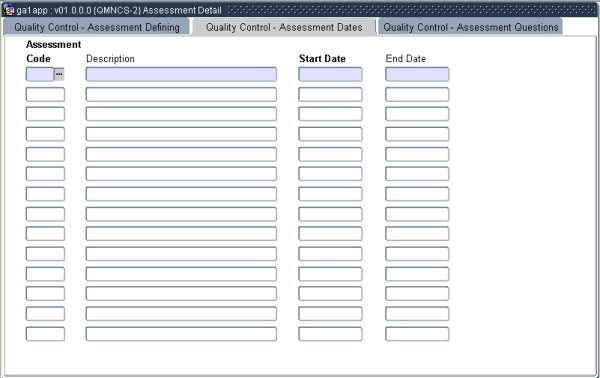 Example of Quality Control - Assessment Dates
