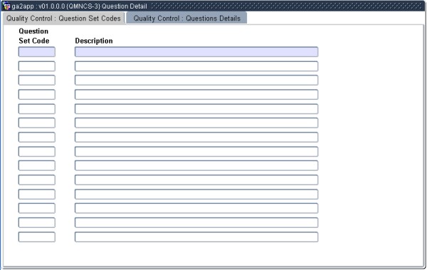 Example of Question Set Codes