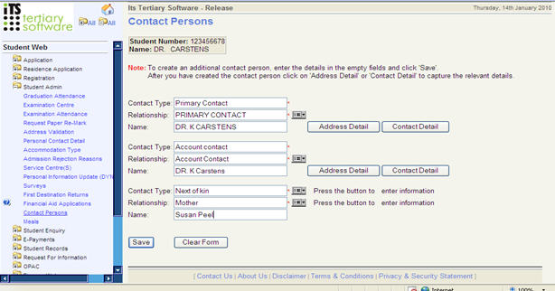 Example for Eontact Persons