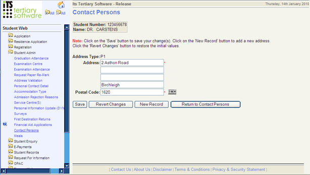 Example of address detail