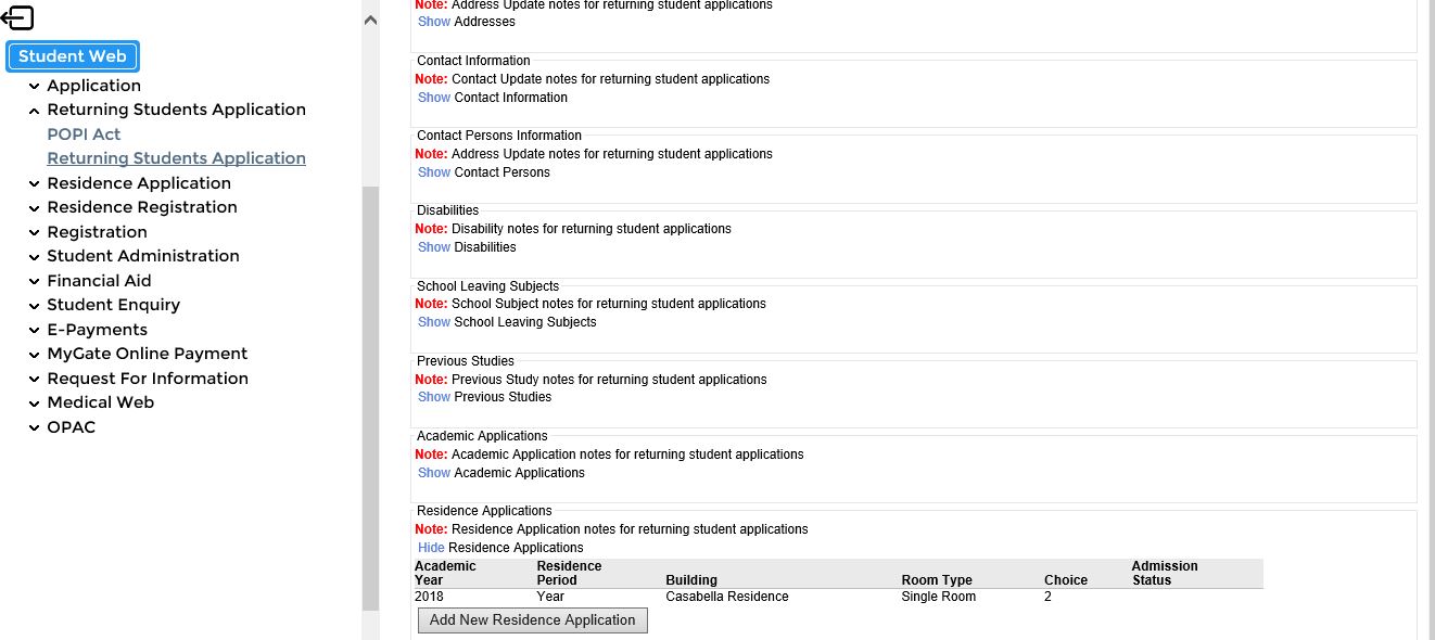 View Residence Applications