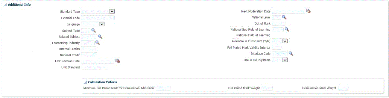 Example of Subject Additional Info Screen
