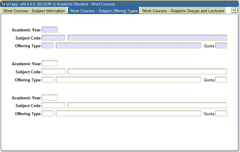 Example of Subject Offering Types