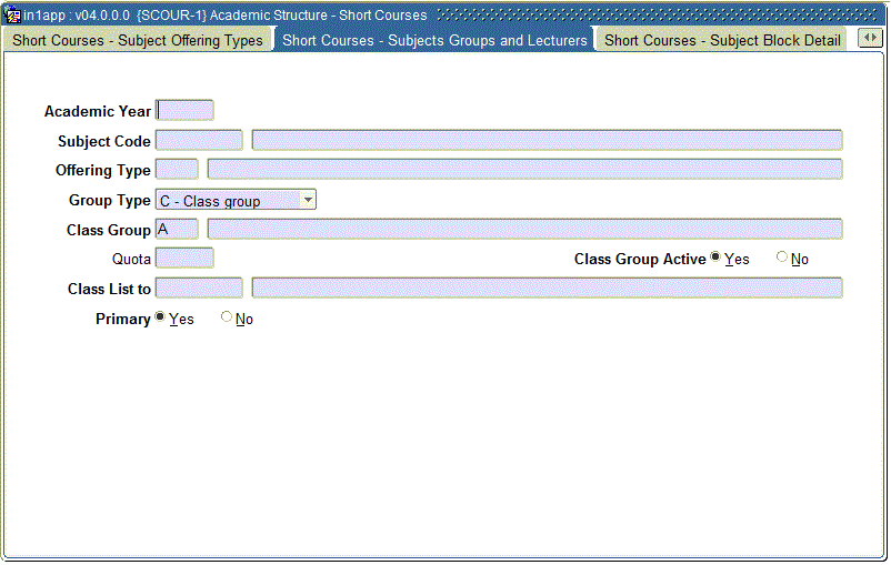 Example of Subject Class Groups and Lecturers