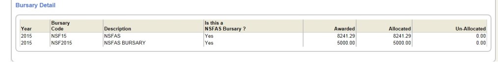 dashboard bursary detail