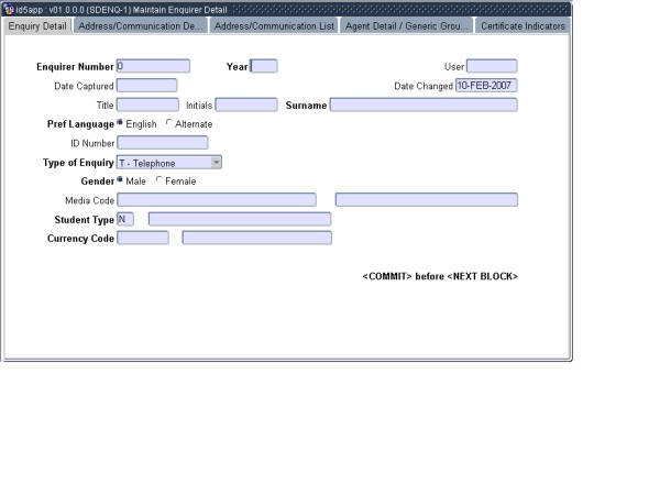 Example of Enquiry Detail