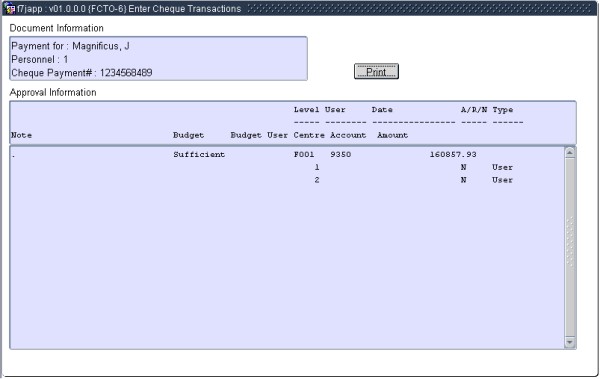 Example of Query Approval Info